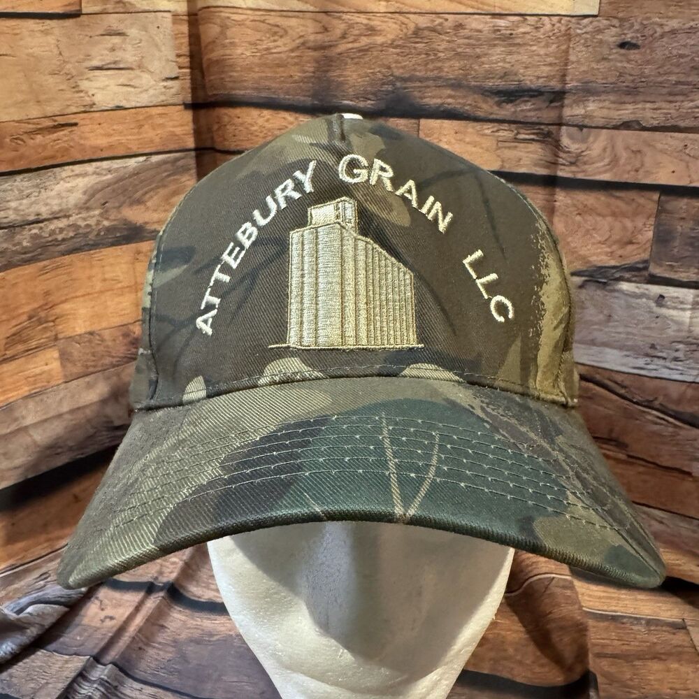 Attebury Grain LLC Camo Hat Ball Cap Beaver Caps Strapback Camouflage Elevator